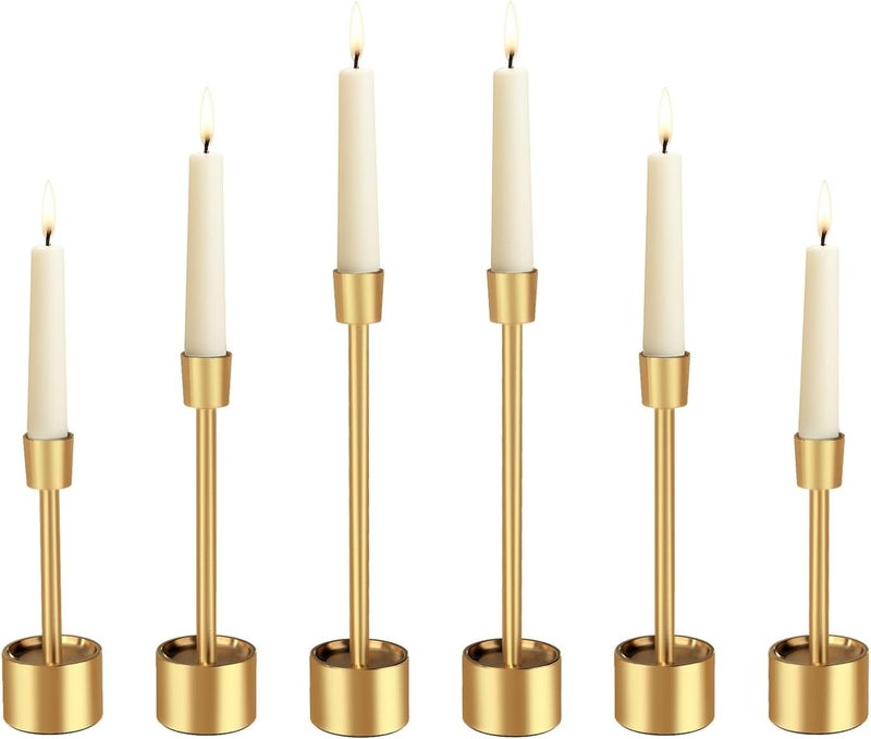 YUMORE Gold Metal Taper Candle Holders Set - Image 1